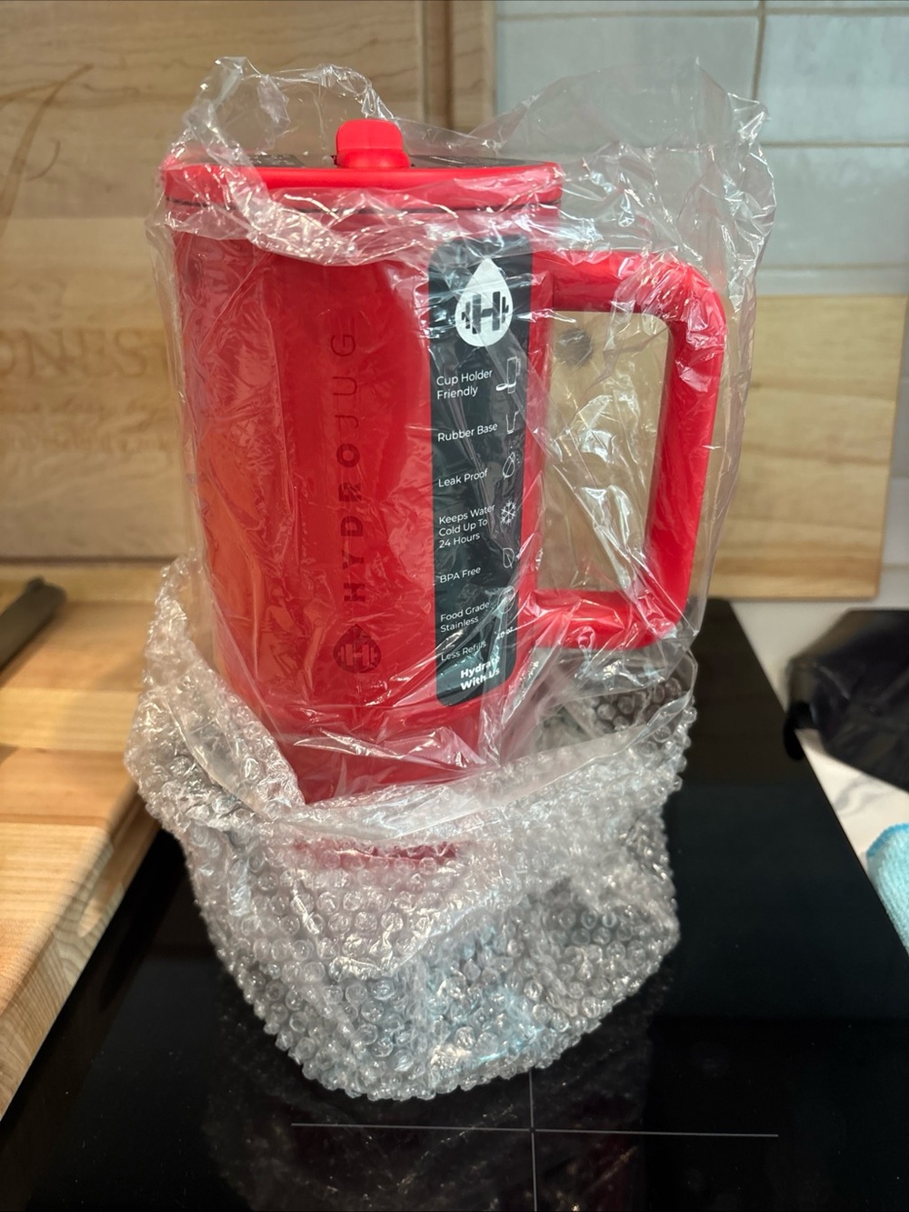 HydroJug Red Insulated Travel Mug with Handle